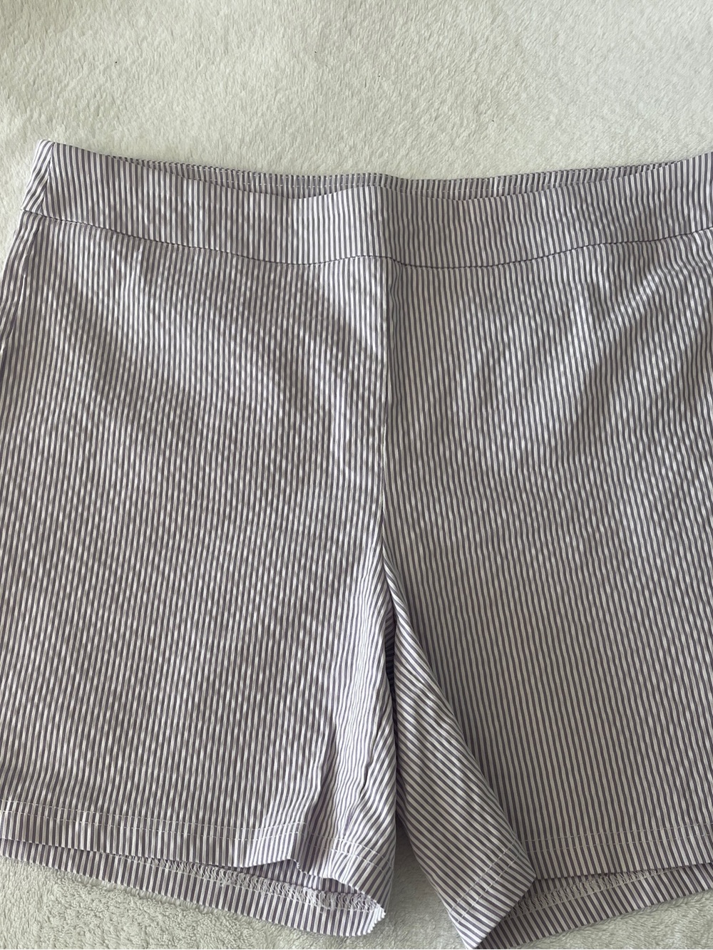 Nanette Lepore pastel purple and white vertical Striped Pull-On Bermuda Shorts